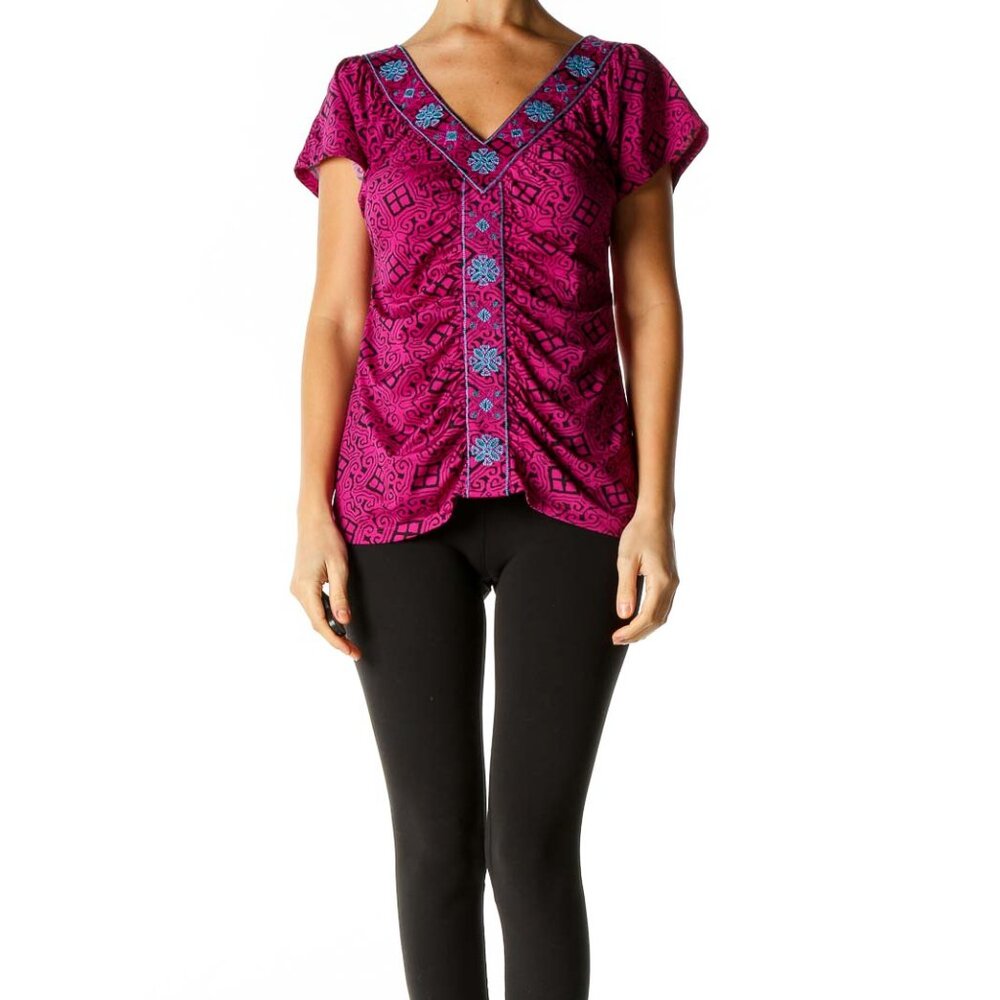 INC Purple Printed All Day Wear Blouse